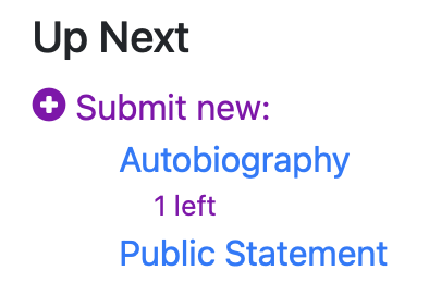 Screenshot of Submit New Menu